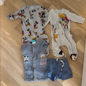 Disney Mickey Mouse Kids One Piece and Gap shorts- Gray and Blue
